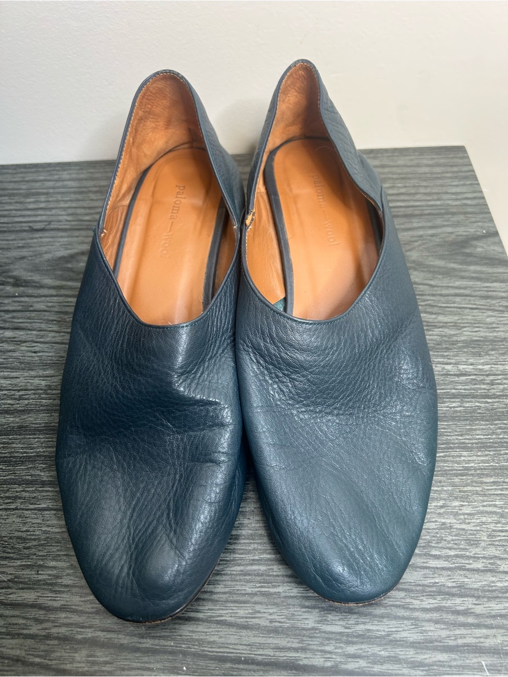 Paloma Wool Sofia  Leather Blue with Tortoiseshell Block Heel Shoes Size 39
